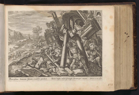 Samson destroys the columns of the temple, Antonie Wierix (II), 1646 Canvas Print