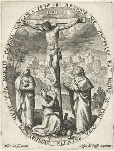 Christ on the Cross, Crispijn van de Passe (I), 1596 Canvas Print