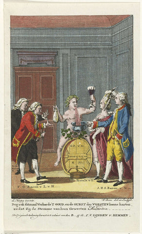 Cartoon on Prince William V as Brakening Bacchus, 1782, anonymous, 1782 Canvas Print