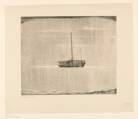 Ship at sea at fog, Lodewijk Schelfhout, 1928 Canvas Print