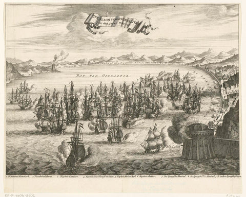 Naval Battle of Gibraltar, 25 April 1607, anonymous, 1650 - 1699 Canvas Print