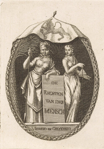 Schild met Gelijkheid, op de Vrijheidsboom te Amsterdam, 1795, anonymous, 1795 Canvas Print