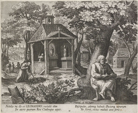 Saint Leonardus as a hermit, Johann Sadeler (I), 1600 Canvas Print