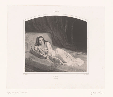 Odalisk lying on a divan, Paul Gavarni, 1843 Canvas Print