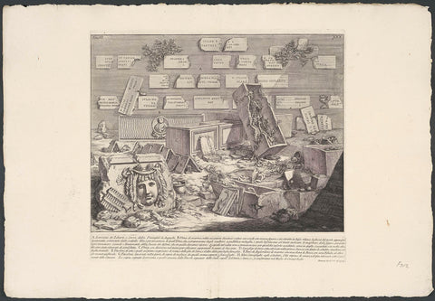 Inscriptions and sarcophagi from the tomb of the freed and slaves of the family of Augustus, Giovanni Battista Piranesi, c. 1756 - c. 1757 Canvas Print