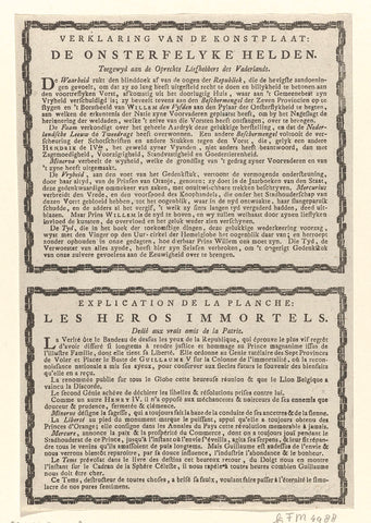 Verklaring bij de prent: Onsterfelijke helden, 1787, anonymous, 1787 Canvas Print