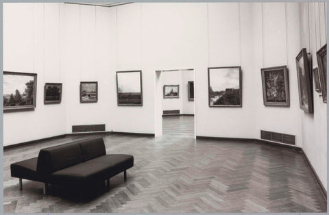 Room with paintings including two landscapes next to a passage in the middle, 1990 Canvas Print