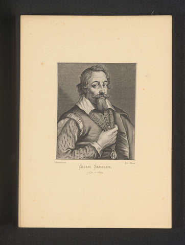 Reproduction of an engraving of a portrait of Aegidius Sadeler by Pieter de Jode (II), Joseph Maes, c. 1872 - in or before 1877 Canvas Print