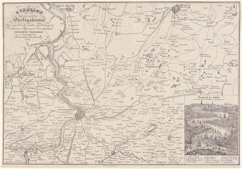 Map of the war zone, 1832-1833, Morris Jacob Dessaur, 1833 Canvas Print