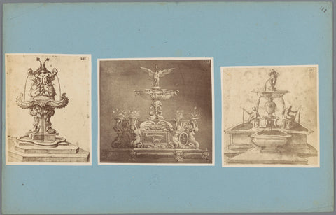 Three photo reproductions of images of fountains, anonymous, c. 1875 - c. 1900 Canvas Print