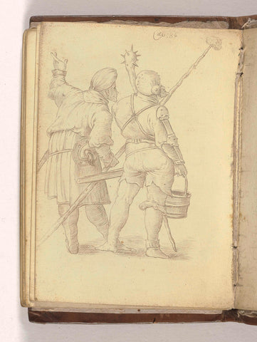 Two standing roman soldiers, seen on the back, anonymous, 1586 Canvas Print