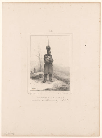 Soldier on the lookout in the snow, Nicolas Toussaint Charlet, 1832 Canvas Print