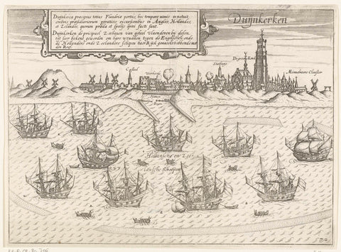 Ten Dutch and Zeeland ships anchored at Dunkirk, c. 1605, anonymous, 1612 Canvas Print