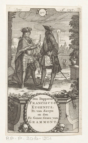 Conversation between Eugenius of Savoy and Philibert de Gramont, anonymous, 1737 Canvas Print