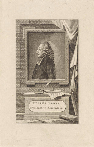 Portrait of the Amsterdam preacher Petrus Broes, Reinier Vinkeles (I), 1770 - 1816 Canvas Print