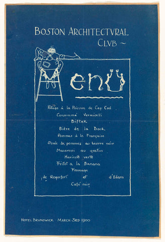 Menu of the Boston Architectural Club, anonymous, 1900 Canvas Print