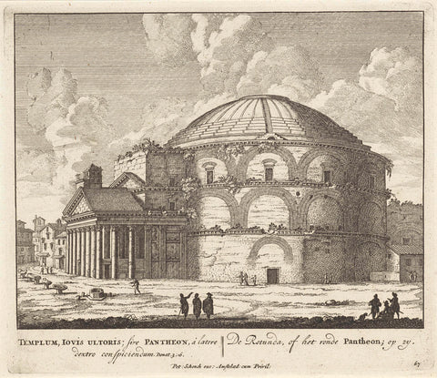 View on the side of the Pantheon in Rome, anonymous, 1675 - 1711 Canvas Print