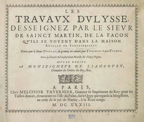 Title page for: Les Travaux d'Ulysses, 1633, Theodoor van Thulden, 1633 Canvas Print