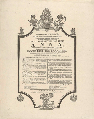 Poem at the funeral of Princess Anna, 1759, Pieter Jan Entrop, 1759 Canvas Print