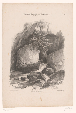 Bergbeek between the rocks, Louis-Julien Jacottet, c. 1836 Canvas Print