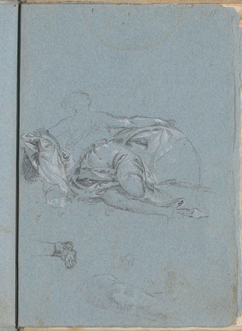 Reclining woman with a belt and drapery, Lorenzo Baldissera Tiepolo (circle of), c. 1751 Canvas Print