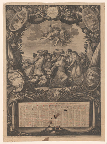 Calender for 1659: Allegory on the Submission of Flanders to Louis XIV, Jean Lepautre, 1659 Canvas Print