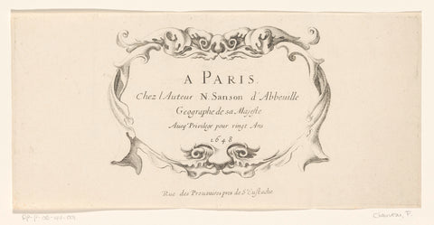 Lobe-style cartouche, anonymous, 1648 Canvas Print