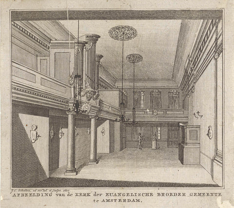 Interior of the church of the Evangelical Fraternity in Amsterdam, Johan Christoffel Schultz, 1800 Canvas Print