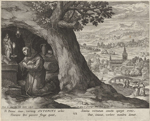 Saint Anthony of Padua as hermit, Johann Sadeler (I), 1598 Canvas Print