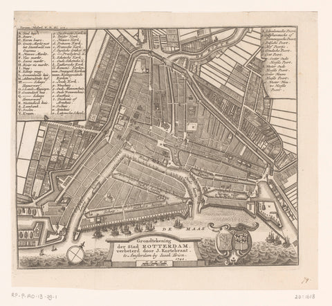 Map of Rotterdam, anonymous, 1742 - after 1780 Canvas Print