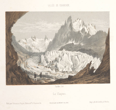 View of the Mer-de-Glace glacier near Les Bois and Les Tines, Ad. Cuvillier, 1858 Canvas Print