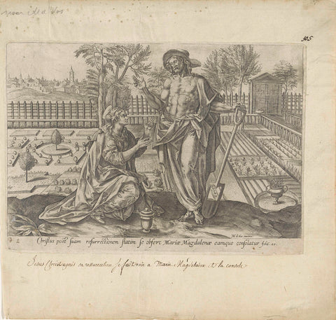 Christ appears as a gardener to Mary Magdalene (Noli me tangere), anonymous, Maerten de Vos, 1585 Canvas Print