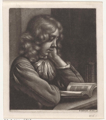 Reading boy, Wallerant Vaillant, 1658 - 1677 Canvas Print