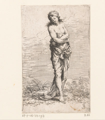 Woman with Bare Upper Body, Salvator Rosa, c. 1656 - c. 1657 Canvas Print