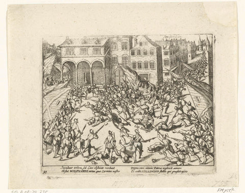 State troop defeated on Dam Square, 1577, anonymous, 1613 - 1615 Canvas Print