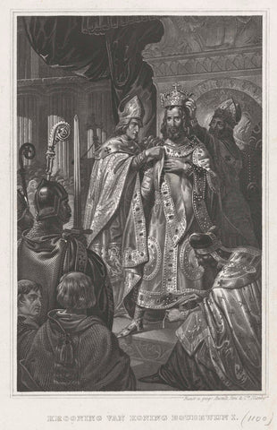 Baldwin I crowned king of Jerusalem, 1100, anonymous, 1800 - 1899 Canvas Print