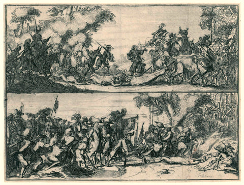 Two depictions of the French atrocities, 1672, anonymous, 1673 - 1674 Canvas Print