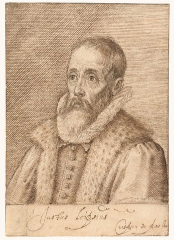 Portrait of Justus Lipsius, Crispijn van de Passe (I), 1575 Canvas Print