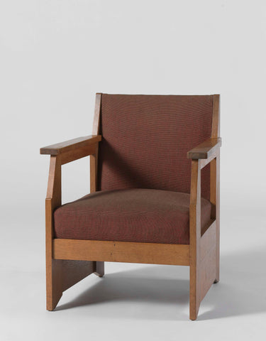 Armchair with wide side walls and covered with red-colored wool, Hendrik Wouda, c. 1924 Canvas Print