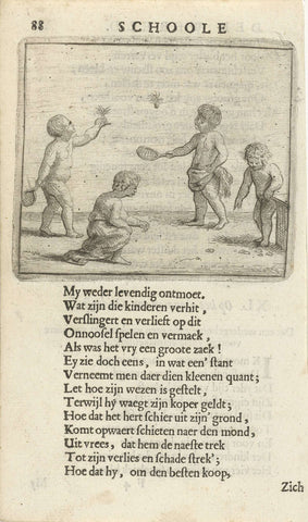 Four Children Playing, Arnold Houbraken, 1682 Canvas Print