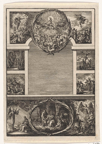 Title page for: Kornelis van Hoek's 'De vernederde en verhoogde Kristus', 1706, Jan Luyken, 1706 Canvas Print