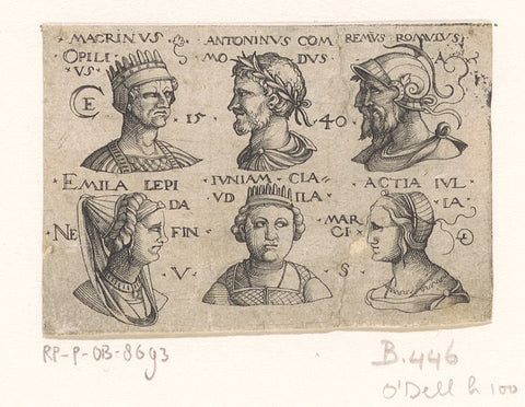 Eight busts in medallions, Virgil Solis, 1524 - 1562 Canvas Print