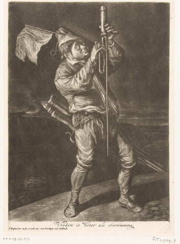 De man met een vuurpijl, Cornelis Dusart, 1695 Canvas Print