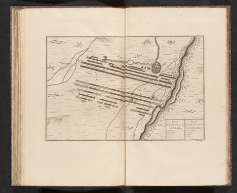 Map of the battle of Luzzara, 1702, anonymous, 1729 Canvas Print