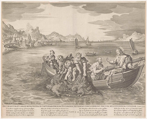 Miraculous fishing, anonymous, 1630 - 1702 Canvas Print