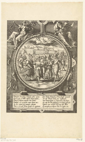 Reproductie van de prent met de onderhandelingen met de Duitse commandanten over het vertrek van het garnizoen, 1577, Sons, & Stewart, G. Waterston, 1877 Canvas Print