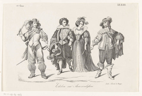 Clothing of Dutch men and women in the seventeenth century, plate XXXIII, Emrik & Binger, 1855 - 1857 Canvas Print