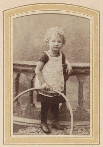 Portrait of a child with a hoop, Johannes Leonardus van der Heijden, 1875 - c. 1900 Canvas Print