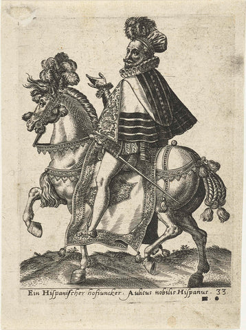 Spanish lord on horseback, Abraham de Bruyn (attributed to), 1577 Canvas Print