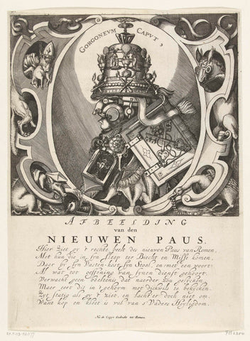 Grotesk portret van de nieuwe paus, anonymous, 1670 Canvas Print